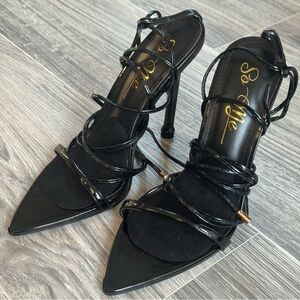 So Me Black Strappy Lace-Up Stiletto Heels - Size 6 | NIB